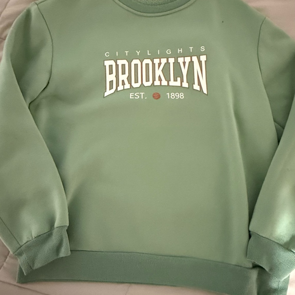 SHEIN Citylights Brooklyn Green Crewneck Sweater